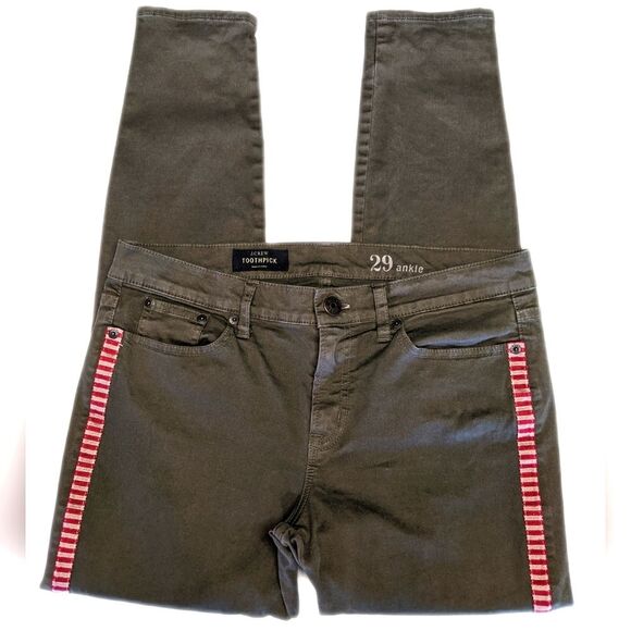 J. Crew Toothpick olive green khaki skinny ankle pants 29 - Picture 2 of 10
